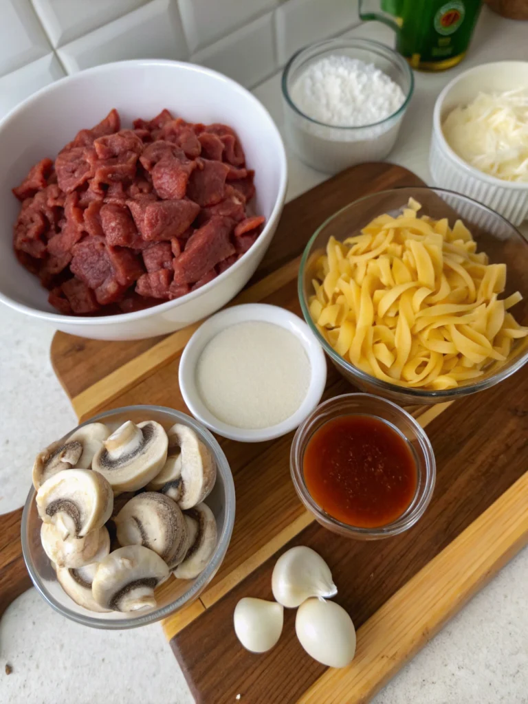 Creamy beef ingredients