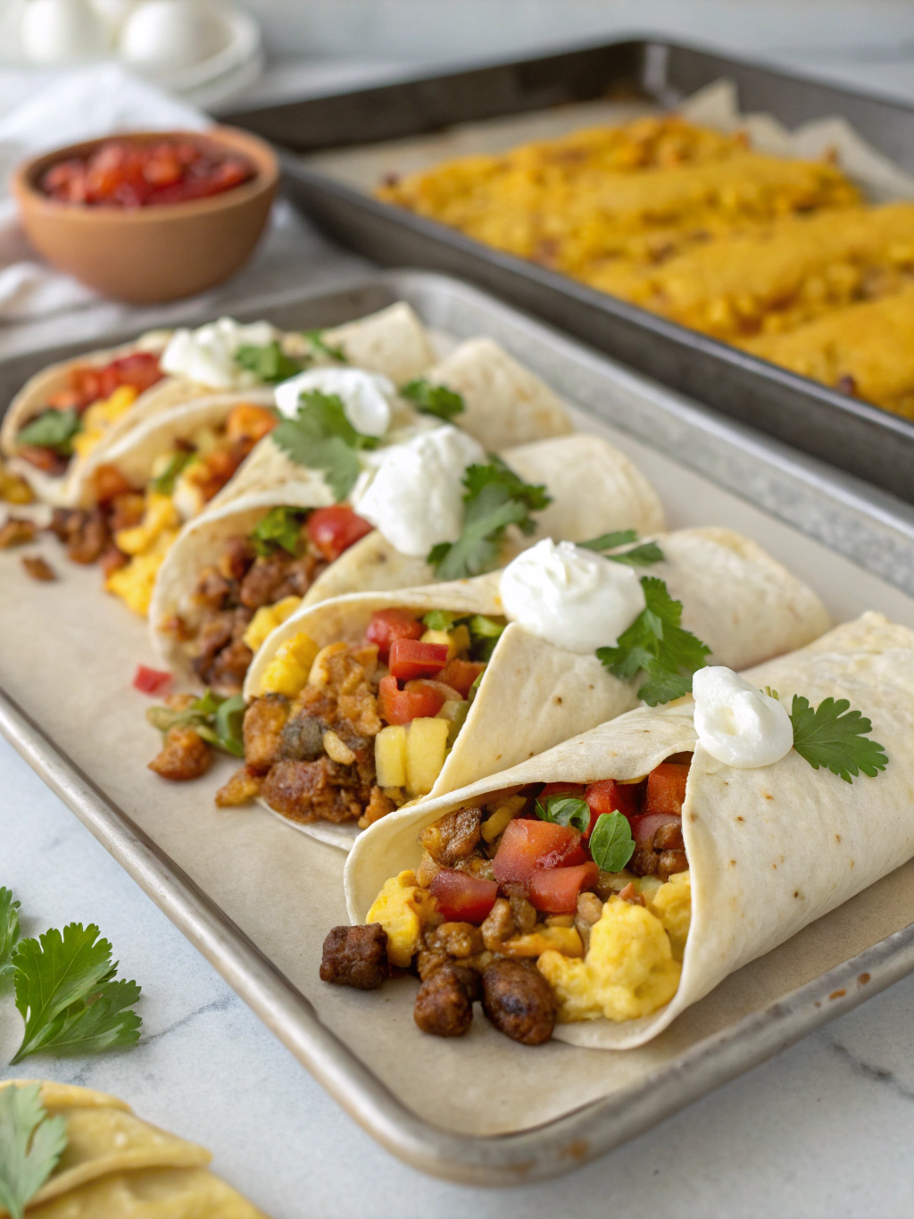 Sheet Pan Breakfast Burritos