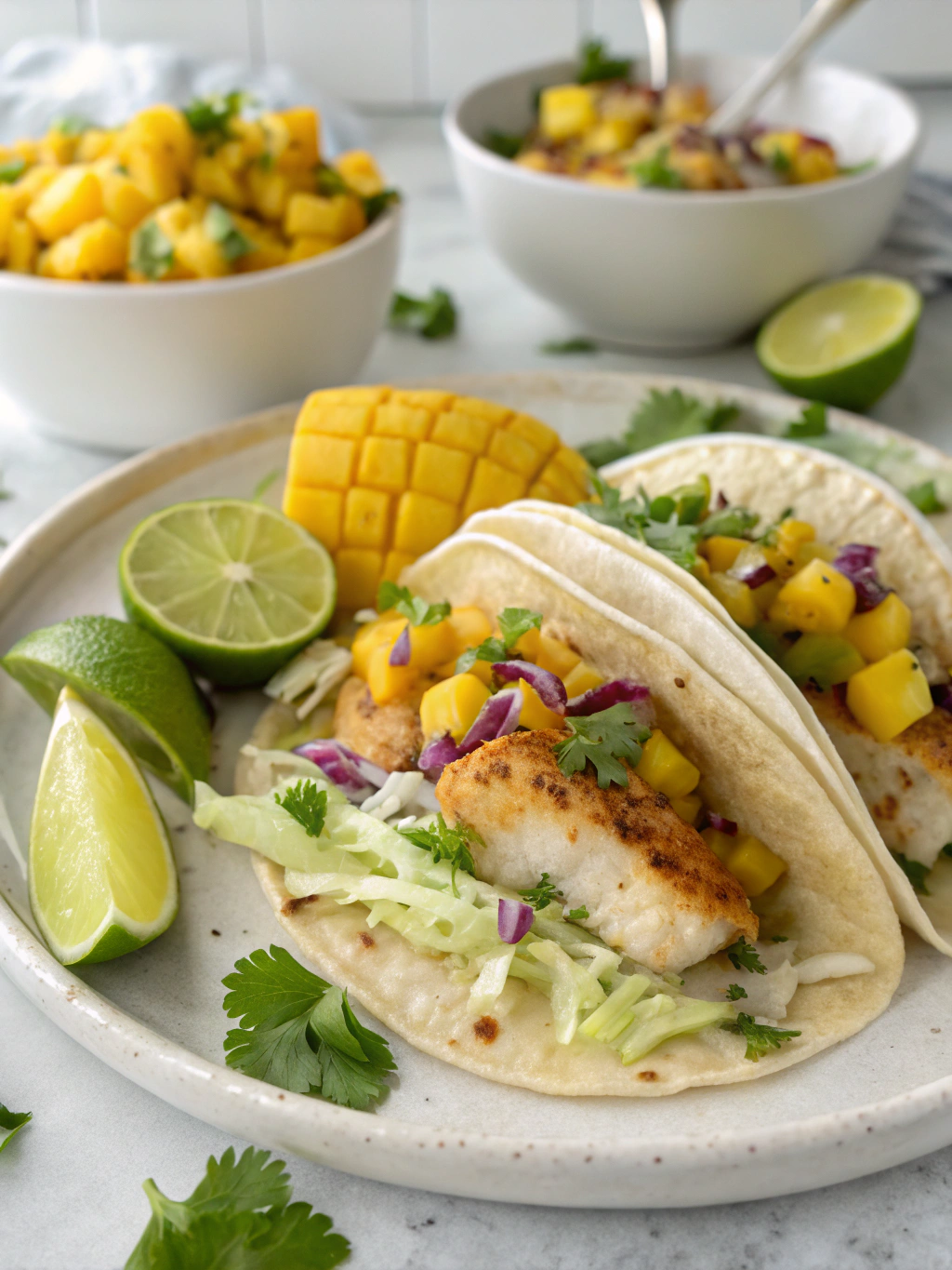 fish tacos with mango salsa