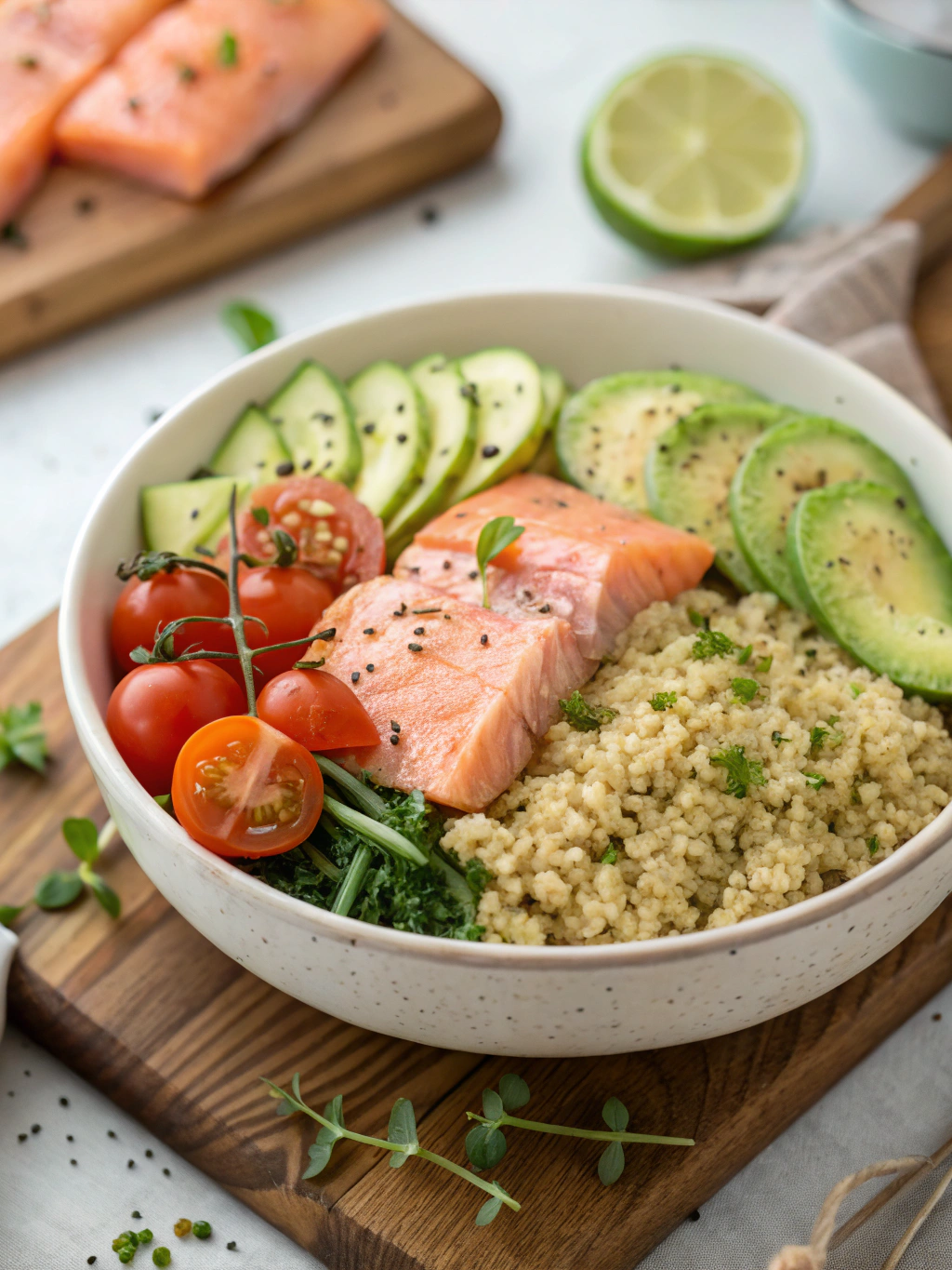 High Protein Salmon Quinoa Bowl Ingredients