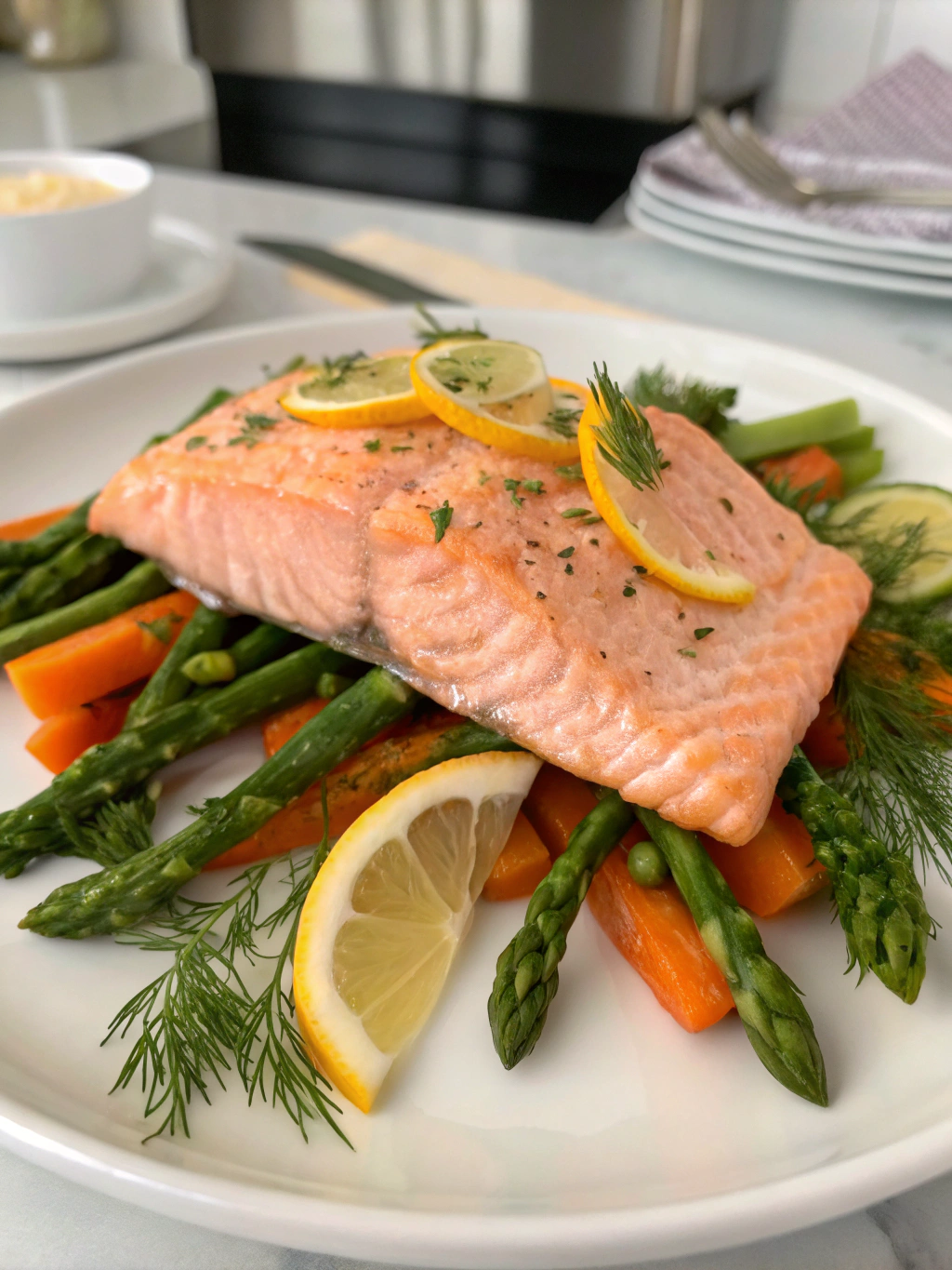 low calorie poached salmon