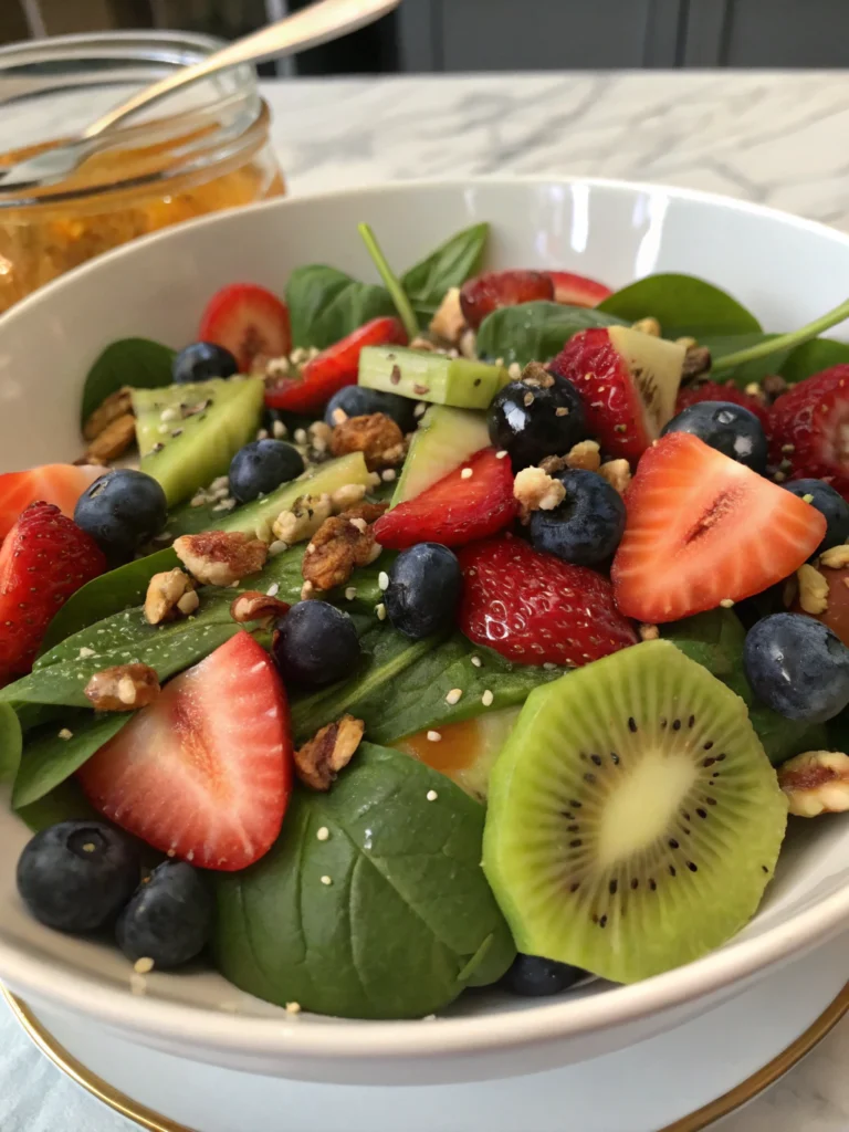 summer fruit and spinach salad