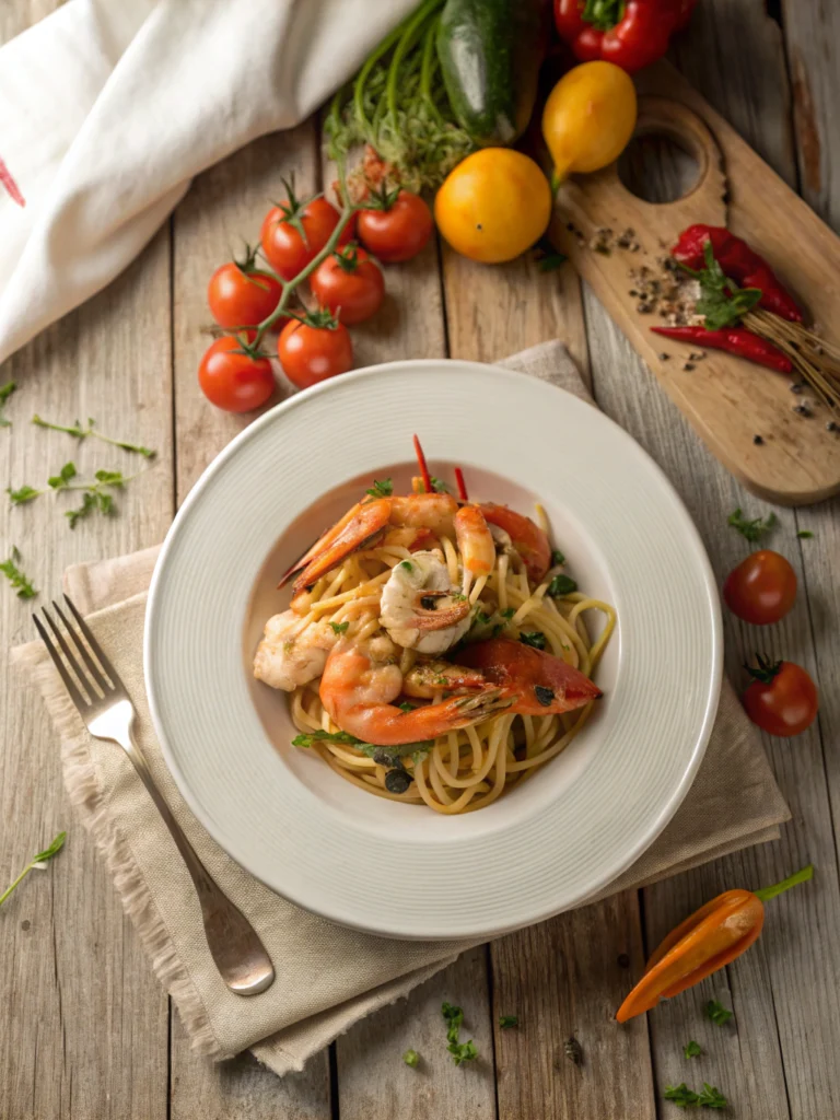 seafood pasta with crab and shrimp