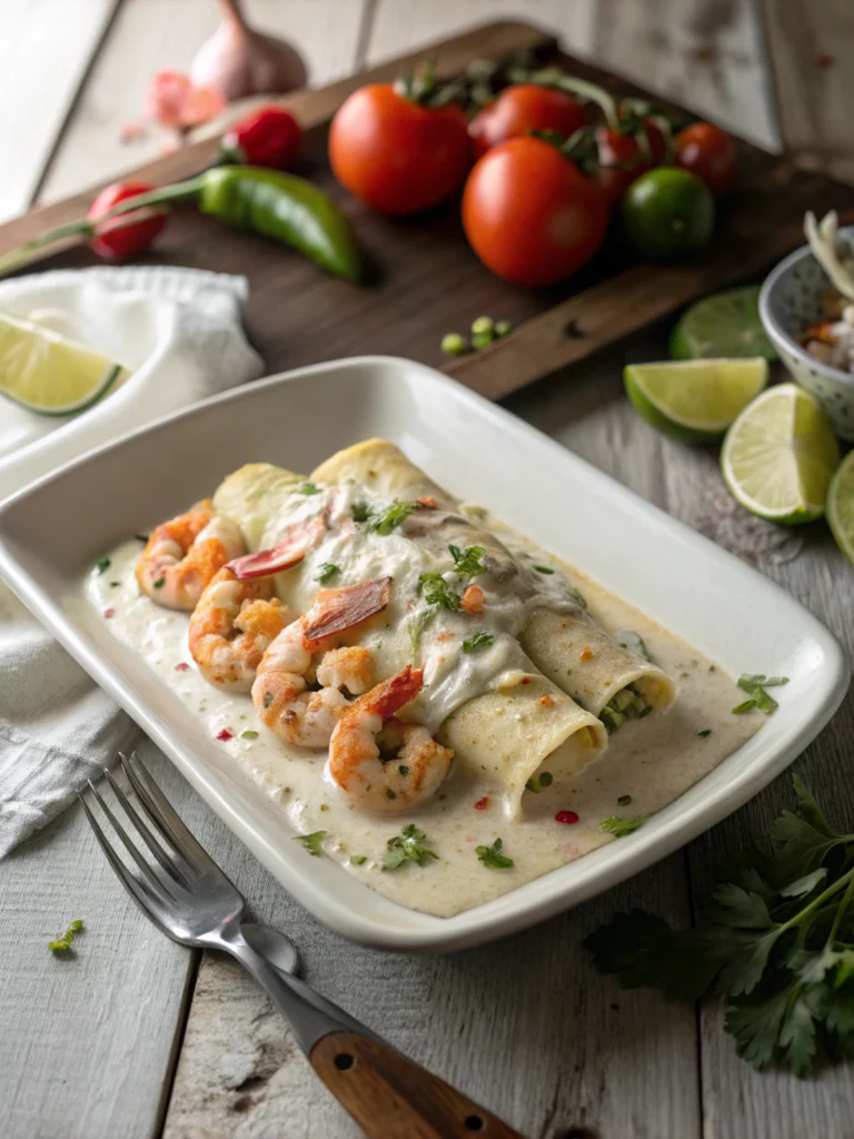 shrimp enchiladas with creamy sauce
